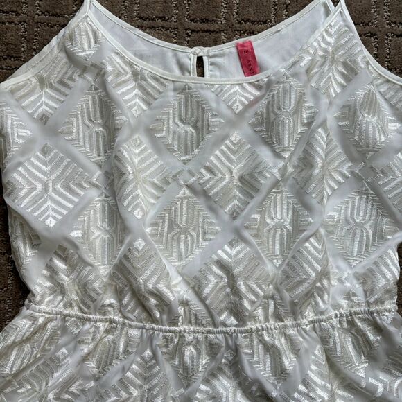 Eight Sixty Embroidered White Peplum Tank Top Size Medium Boho - Picture 4 of 9